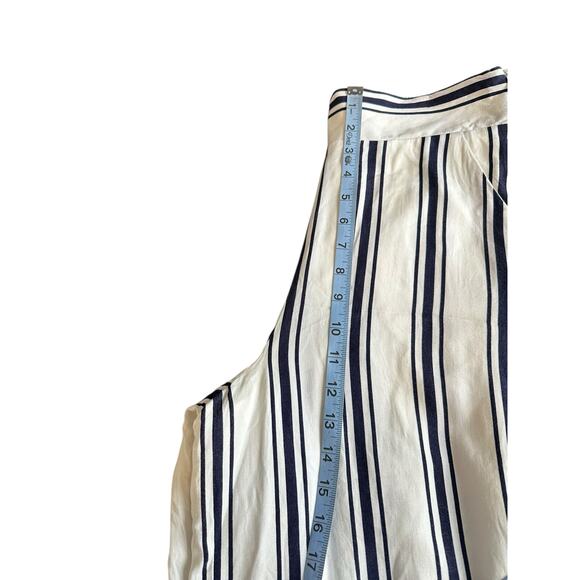 1.State Pants Blue White Stretch Nautical Beachy Cropped Relaxed Pants Medium - Picture 9 of 11